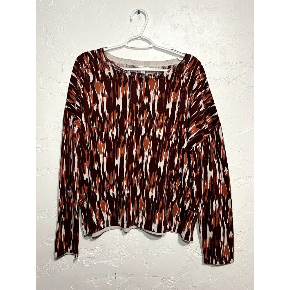 Garnet Hill abstract pullover silk sweater womens medium‎ grandmacore old money